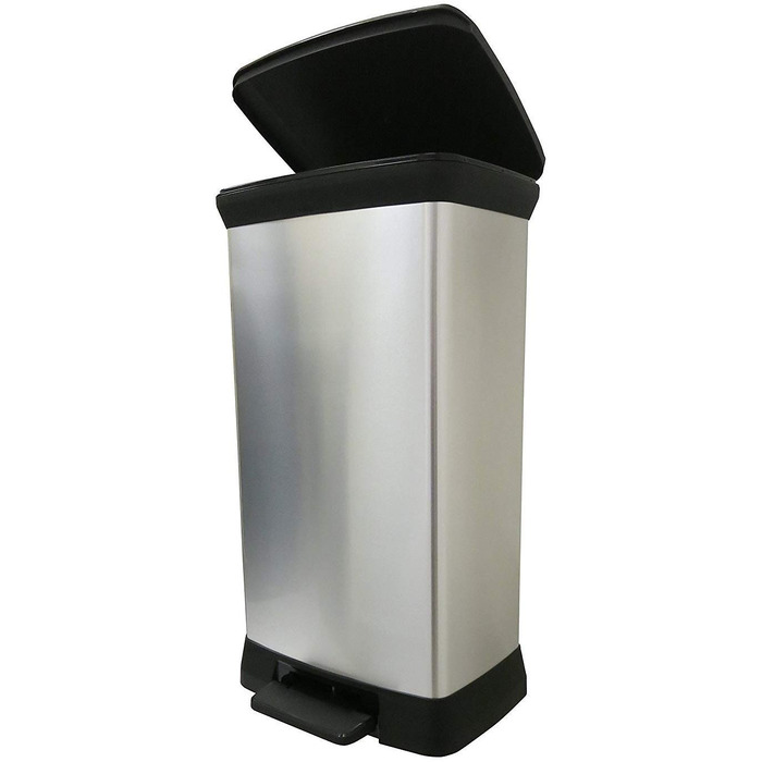 Сміттєвий кошик Curver Deco Bin Metallic's на 50 л з педаллю, пластиковий, сріблястий