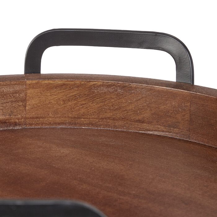 Relaxdays Mango Wood Tray with Metal Rim