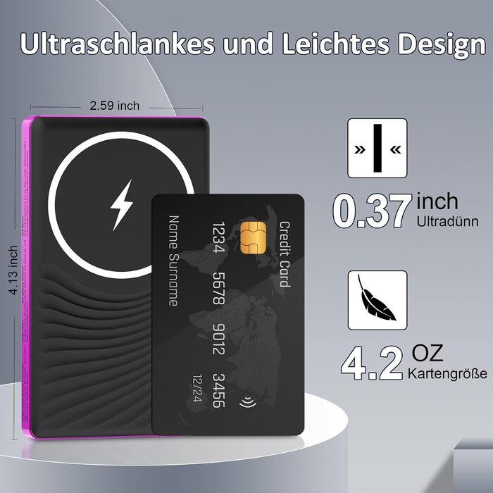 Power Bank Dbasne Магнітний 5000mAh з PD 20W та QC 3.0 для iPhone 16/15/14/13 (Lila)