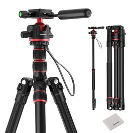 Штатив-монопод NEEWER BASICS TP08 для DSLR та відеокамер, компактний легкий штатив для подорожей з 360° кульковою головкою, Arca-типом швидкої зміни та реверсивною центральною колоною, навантаження до 6 кг