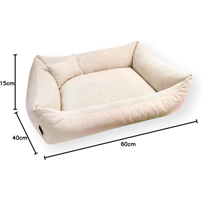 М'яке ліжко для собак 4L Textil Teo, корзина для собак середнього розміру, ліжко-подушка, 60x40 см, бежеве
