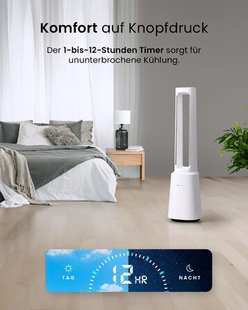 Вентилятор Pro Breeze OmniAir з очищувачем повітря, 105 см - безшумний, з HEPA 13 фільтром, LED дисплеєм, пультом керування та 5 режимами. Білий.