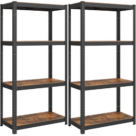 SONGMICS 2-Tier Industrial Shelving Unit - Vintage Brown & Black