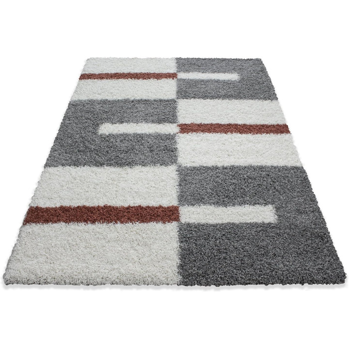 Шкіряний килим HomebyHome для вітальні 140x200 см - м'який пухнастий килим з високим ворсом, колір антрацит. Підходить для спальні, кухні, передпокою.