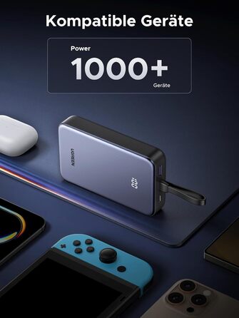 Power Bank UGREEN 20000mAh 22.5W з USB-C кабелем: заряд для iPhone, Samsung Galaxy та інших