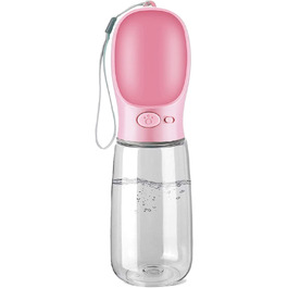 Складана пляшка для води для собак, 550 мл, непротікаюча, портативний диспенсер для води та їжі для тварин, для прогулянок, походів, подорожей (550 мл, Рожева)