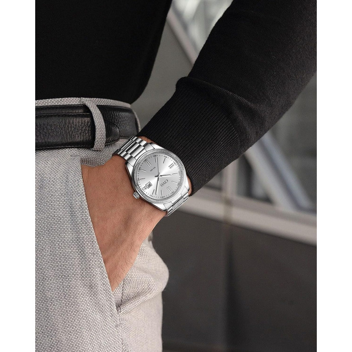 Чоловічий годинник CIVO з нержавіючої сталі: аналоговий бізнес-годинник з датою, що світиться, водонепроникний для роботи та відпочинку, стильний подарунок для чоловіків (сріблястий)