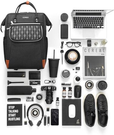 Жіночий рюкзак, шкільний рюкзак для дівчаток-підлітків, рюкзак для ноутбука 15.6 дюймів з захистом від крадіжки, робочий рюкзак для подорожей та походів (Чорний)