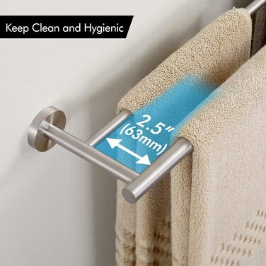Тримач для рушників KES, подвійний, з нержавіючої сталі SUS304, 60 см, настінний, A2001S60