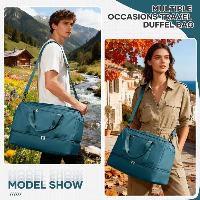 Спортивна сумка для подорожей Easyjet: водонепроникна дорожня сумка-шопер з відділенням для взуття, 45л, A5, бежева