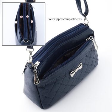 Сумка жіноча через плече маленька елегантна синя (Navy) з тисненим візерунком, PU шкіра, срібні деталі