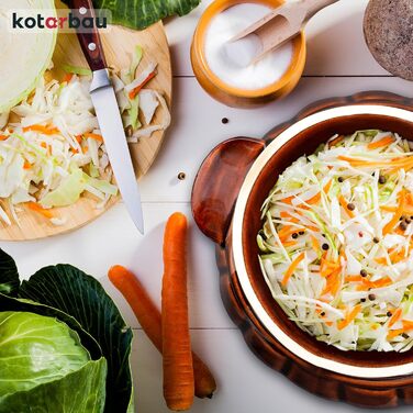 Керамічний глечик KOTARBAU 3,7 л для квашення, бурий, з кришкою, для огірків та квашеної капусти, з кам'яної кераміки
