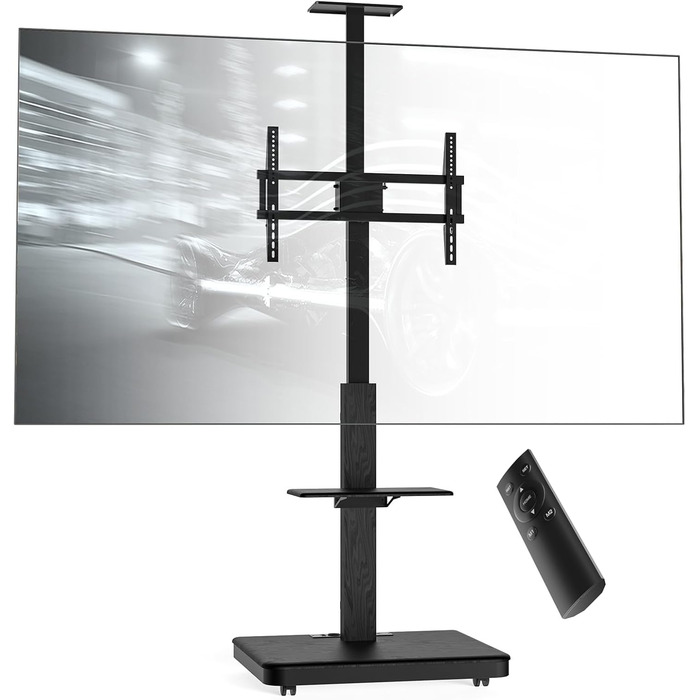 Моторний підставка для телевізора XTRARM Elite: регулювання висоти, VESA 600x400, максимальне навантаження 60 кг, з полицями та стійкою для кабелів (Білий/Чорний)