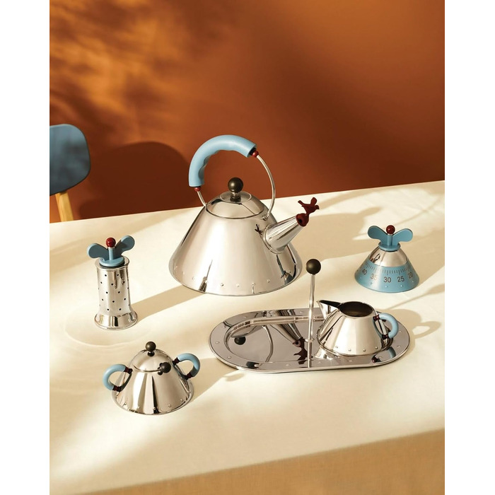 Alessi Salt Shaker, Blue, Stainless Steel, 6.5 x 7 x 24 cm