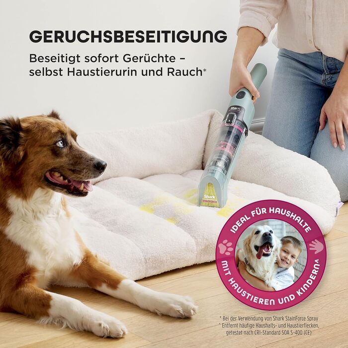 Shark StainForce: портативний бездротовий видалення плям та запахів для килимів та меблів (HX100EUCP)