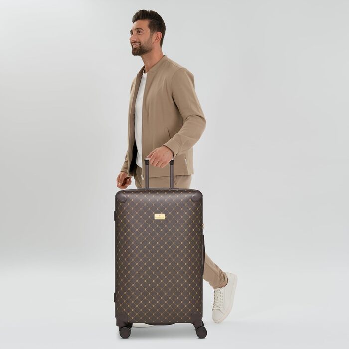 Чемодан Lazarotti Palermo: середній, 49 x 29 x 66 см, гібридний матеріал, TSA-замок, захист кутів, 4 колеса, для жінок та чоловіків (Dark Brown)