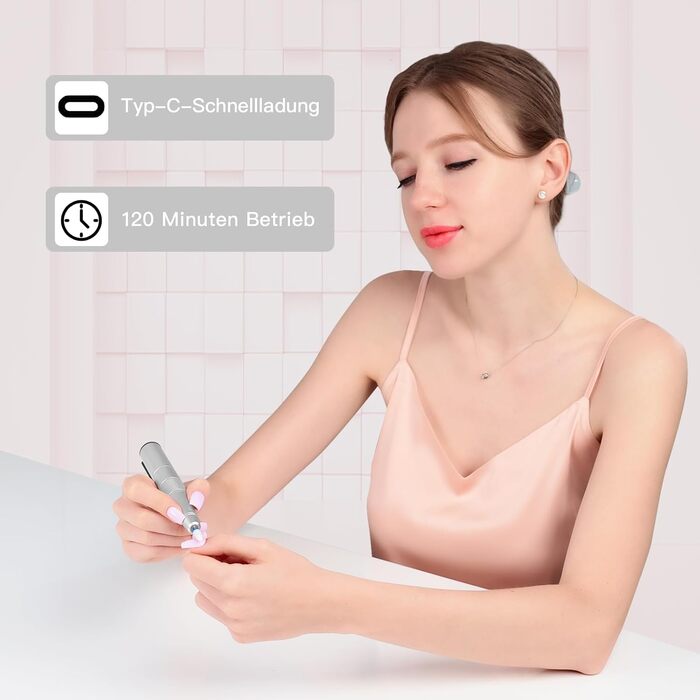 Електричний набір для манікюру та педикюру 12 в 1 бездротовий для гелевих, акрилових та натуральних нігтів (сірий)