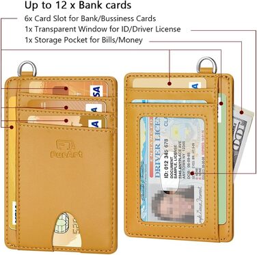 FurArt: RFID-захищене картхолдер/портмоне для кредитних карток, чорний (S, жовтий)