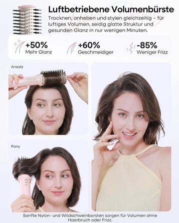 Аirstyler 7-в-1: Фен, плойка, брашинг, термощітка, автоматична завивка, іонізація, захист від пошкоджень, рожевий