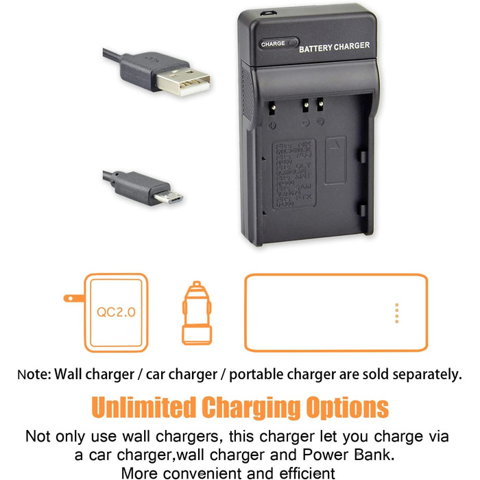 Акумулятор DSTE EN-EL3E (2 шт.) та Micro USB зарядний пристрій - сумісний з Nikon D30, D50, D70, D70S, D90, D80, D100, D200, D300, D300S, D700