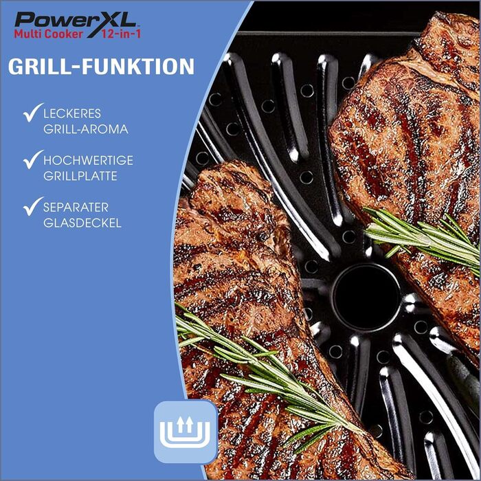 PowerXL MultiCooker Frying Basket Set - 12-in-1 Multi-Cooker with Keep Warm Function - Hot Air Fryer, Oven, Skillet, and More - 5.7 Liters - 12 Cooking Programs - Air Fryer - 80% Less Fat