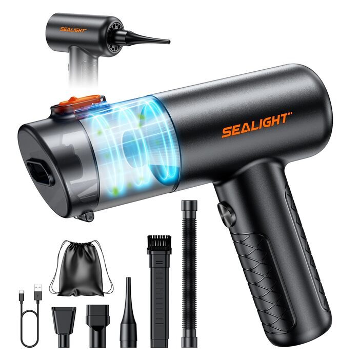 Акумуляторний пилосос SEALIGHT Handstaubsauger 32000 Pa безщітковий, міні-пилосос 4-в-1 з контейнером для пилу та чохлом для зберігання
