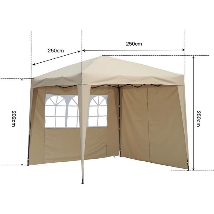 2.5x2.5m Folding Patio Canopy, Water-Resistant, Steel and Polyester (Beige)