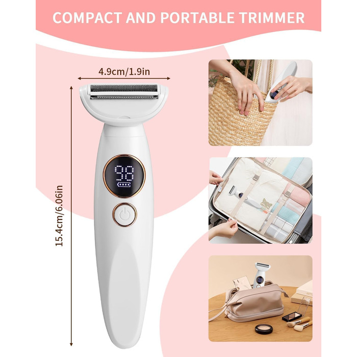 Електричний жіночий тример 5-в-1 для тіла, бікіні, брів та носа. З USB-станцією. Білий