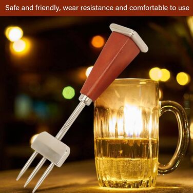 Ice Pick, Ice Crusher with Wooden Handle, Stainless Steel Ice Chisel Crusher, Stable, Practical Bar Ice Crusher, Chisel Crusher, Ice Chocolate Crusher for Home (B)