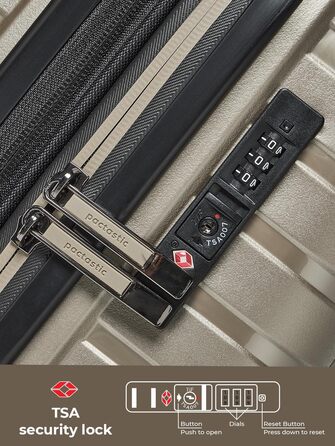 Чемодан на колесах середнього розміру з жорстким корпусом, 66 см, розширюється до 75 літрів, з TSA-замком, з поліпропілену (Collection 04), колір шампань металік