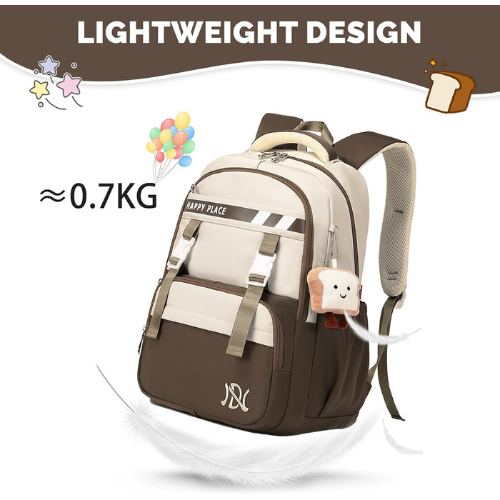 Шкільний рюкзак IvyH для дівчаток, водонепроникний, для 5-9 класів, з нейлону, велика місткість, зелений (хакі)