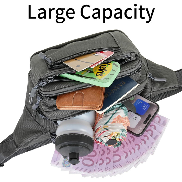 Поясна сумка на пояс, на стегно, унісекс, сіра. Сумка через плече, для телефону, на пояс, для подорожей, туризму, прогулянок з собакою.