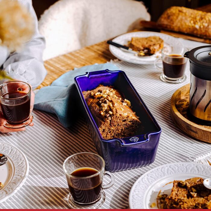 Peugeot - Appolia Loaf Pan - Ceramic Loaf Pan with Handles - Blue, 25.4 x 10.2 x 7.6 cm