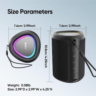 Портативна Bluetooth колонка AY з підсвічуванням, IPX5, 24 години роботи, AUX/TF, стерео-паринг, зелена (чорна, компактна)