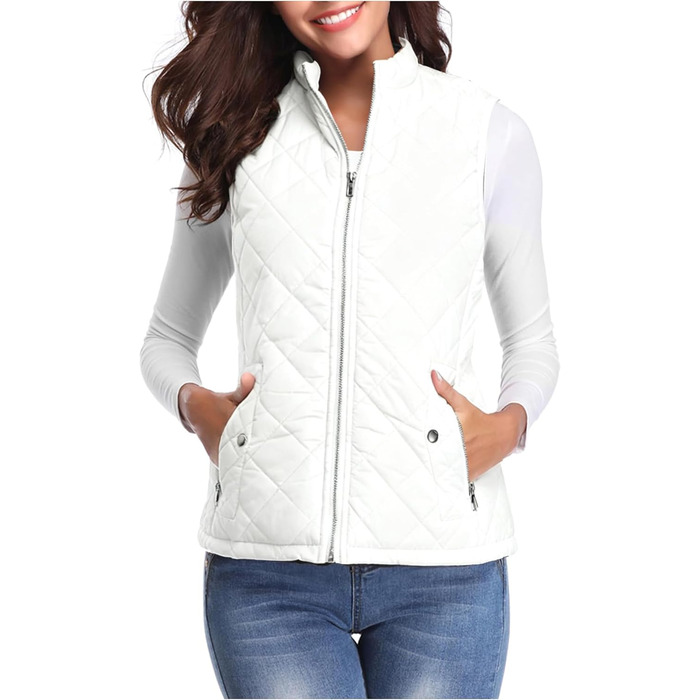 Жіноча легка пухова жилетка Teppwete з кишенями. Тепла зимова куртка, жилетка для осені/весни. Тепла жіноча куртка-жилетка Teppwete (S, H14# Білий)