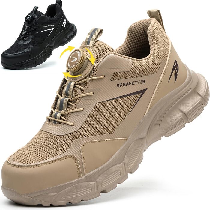 Робочі черевики для чоловіків та жінок. Легкі, дихаючі, з металевим підноском. Чоловічі та жіночі робочі черевики для промисловості, 44 EU, хакі