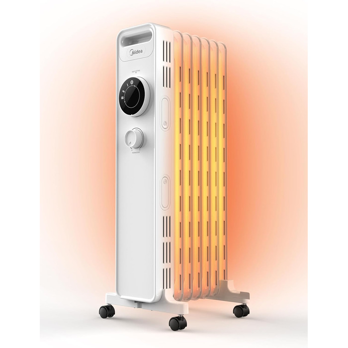 Електричний масляний радіатор Midea NY1507-22M 1500W, 7 секцій, з термостатом, білий