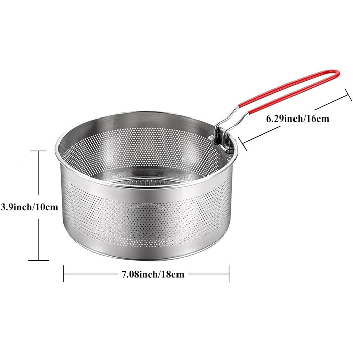 Ситечко для пасти, нержавіюча сталь, знімний ручка, 20 см, 18 см