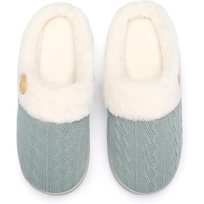 Чантом'ю жіночі домашні тапочки з меморі-піною, теплі, з штучним хутром, для дому, антиковзаюча підошва, 40/41 EU, зелені