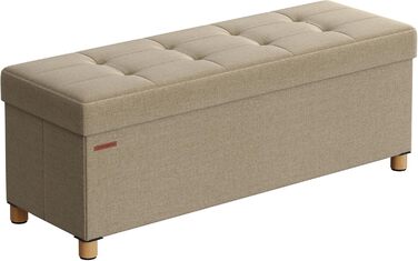 Складаний пуф SONGMICS з ніжками та місцем для зберігання, 38x110x40 см, верблюжий, до 300 кг, для вітальні, спальні, передпокою