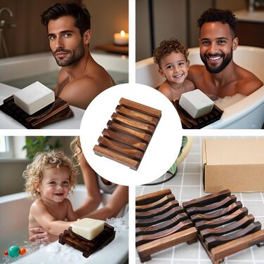 Дві дерев'яні мильниці еко-стилю для ванної кімнати та кухні, ручної роботи, біорозкладні