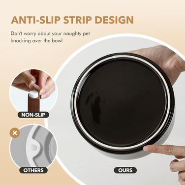 Набір мисок для собак з кераміки з підставкою з акації, 2 рівня, 800 мл, для маленьких собак, дизайн 