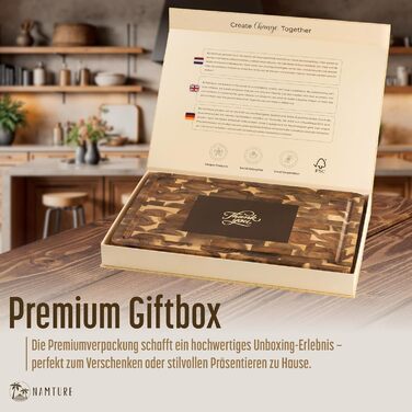 Дерев'яний обробний дошка Hackblock Classic з акації, 45 x 30 см, з канавкою для соку, преміум-якість