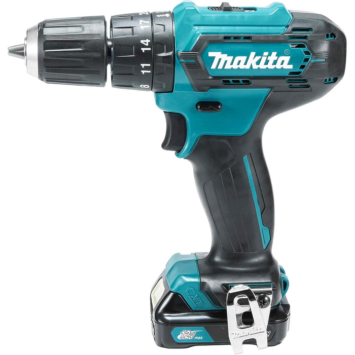 Акумуляторний ударний дриль-шурупокрут Makita HP333DSAX1 12V, 2.0 Ah, 2 акумулятори + зарядний пристрій у транспортному кейсі, 4.785 KG, блакитний