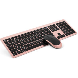 Бездротовий комплект клавіатури та миші Seenda SK38-3: ультратонкий, перезаряджається, ергономічний, з захистом від пилу, DE QWERTZ, чорно-зелений