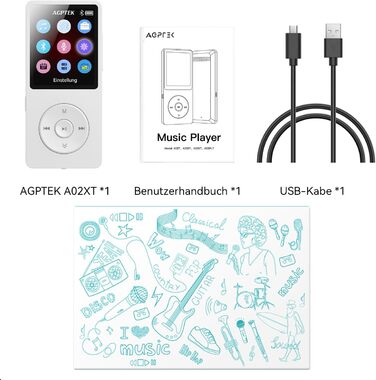 MP3 плеєр AGPTEK 32GB Bluetooth 5.3, 1.8