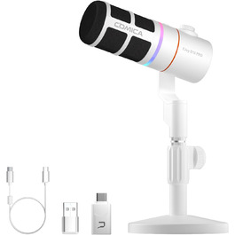 Мікрофон COMICA EJoy D10 Pro: динамічний, кардіоїдний, USB-C/XLR, RGB-підсвічування, моніторинг