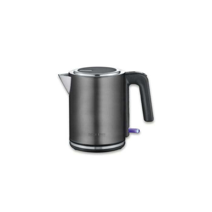 Електричний чайник SEVERIN WK 3489, 1 л, чорний/нержавіюча сталь, з індикатором рівня води та фільтром від накипу