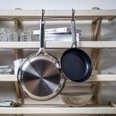 Сковорідки KitchenAid з нержавіючої сталі 20см і 28см, 3-шарове антипригарне покриття, для індукції, духовки та посудомийної машини, з холодною ручкою, сріблясті