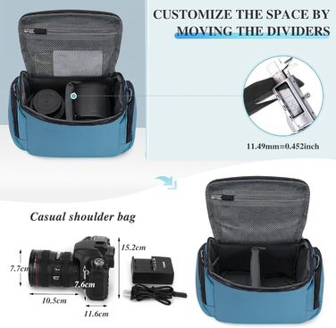 Сумка для камери Baigio: фотосумка для DSLR/SLR з відділеннями для об'єктивів та аксесуарів (блакитна)